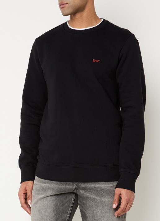 Denham Sweater met logoborduring - detail 2 zwart