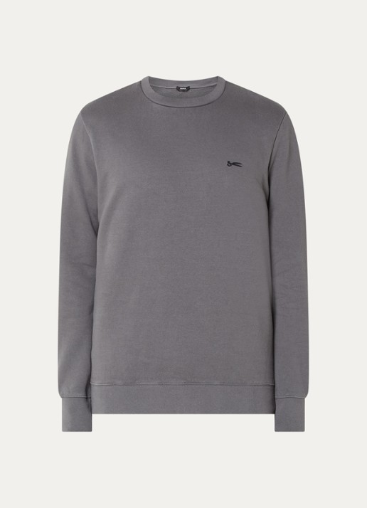 Denham Sweater met logoborduring - voorkant grijs
