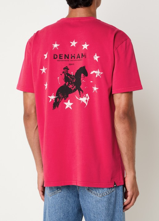 Denham T-shirt met logo- en backprint - detail 3 rood
