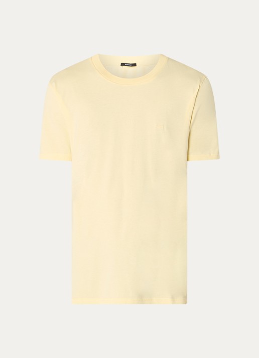 Denham T-shirt met logoborduring - voorkant 3 lichtgeel