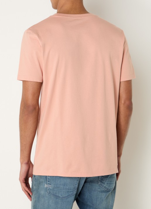 Denham T-shirt met logoborduring - achterkant 2 abrikoos