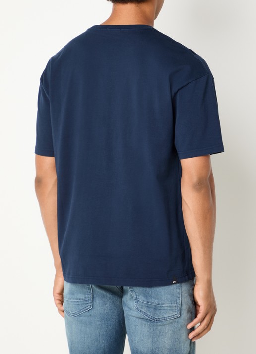 Denham T-shirt met logoprint - achterkant 3 donkerblauw