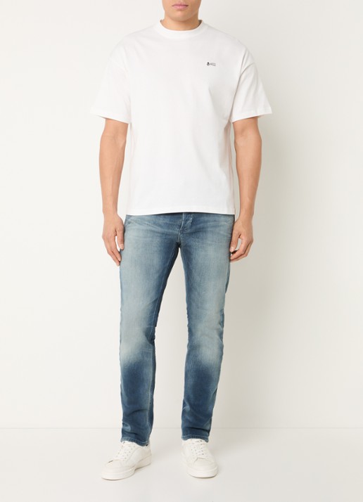 Denham Ueno T-shirt met logoborduring - voorkant 4 wit