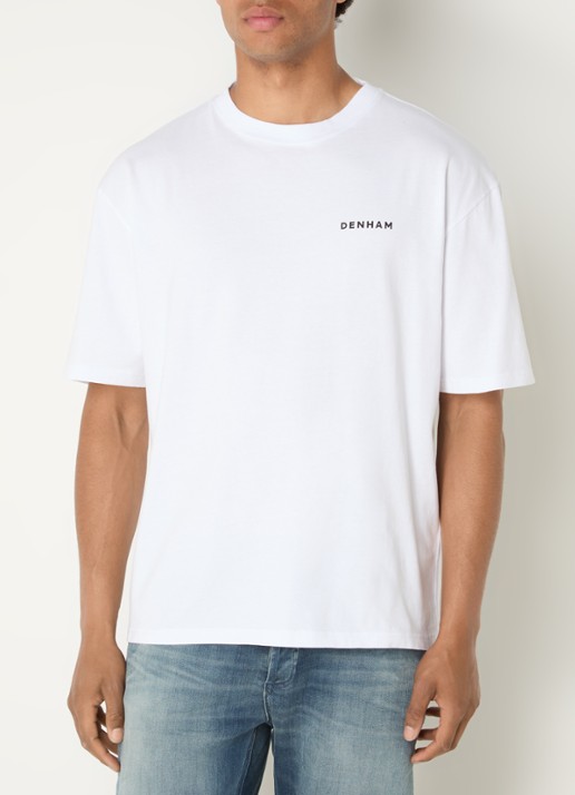 Denham Yatai T-shirt met logo- en backprint - achterkant wit
