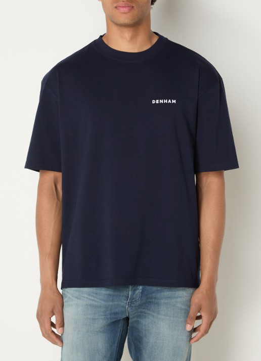 Denham Yatai T-shirt met logo- en backprint - achterkant 4 donkerblauw