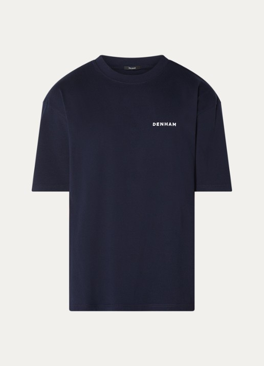 Denham Yatai T-shirt met logo- en backprint - voorkant 2 donkerblauw