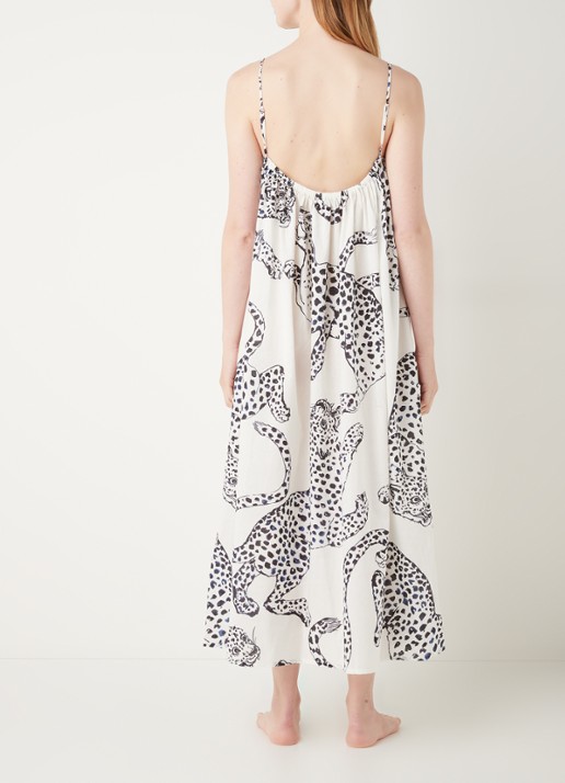 Desmond & Dempsey Square Nighty nachthemd met print - achterkant 3 wit