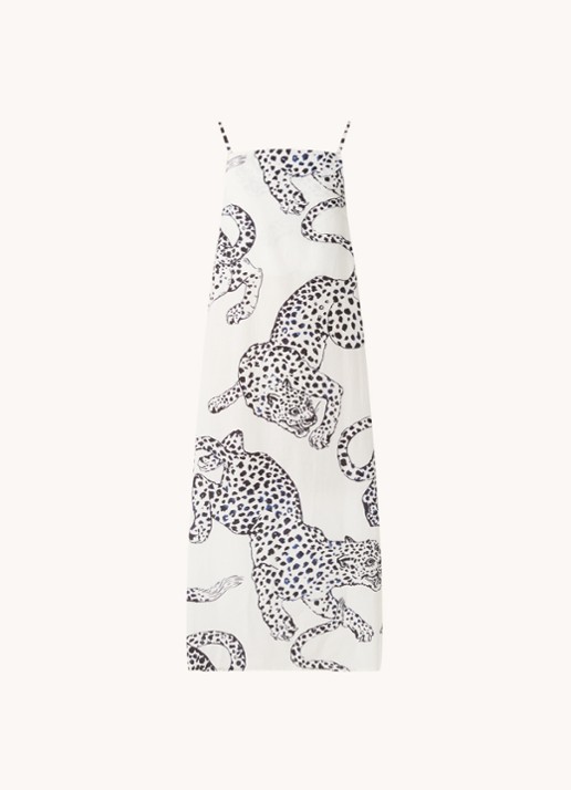 Desmond & Dempsey Square Nighty nachthemd met print - voorkant wit