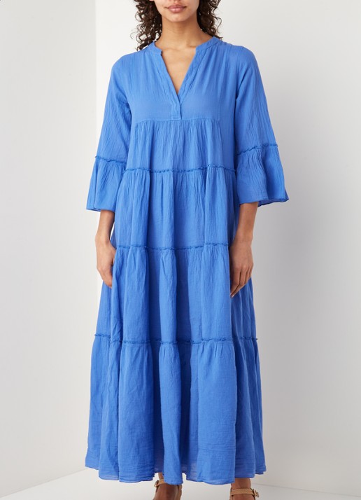 Devotion Ella maxi tuniekjurk van katoen - detail blauw