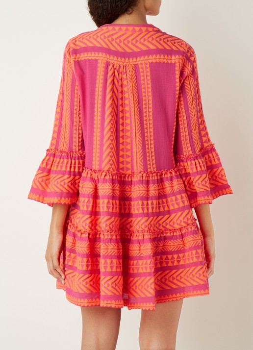 Devotion Ella mini strandjurk met print  - achterkant 3 donkerroze