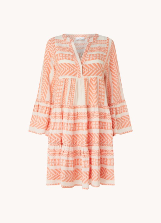 Devotion Ella mini tuniekjurk met print - voorkant zalmroze