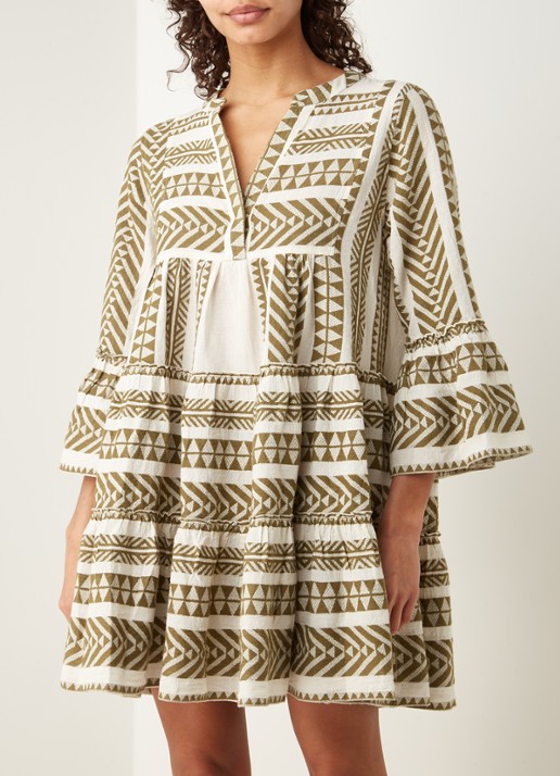 Devotion Ella mini tuniekjurk met print - detail 3 khaki