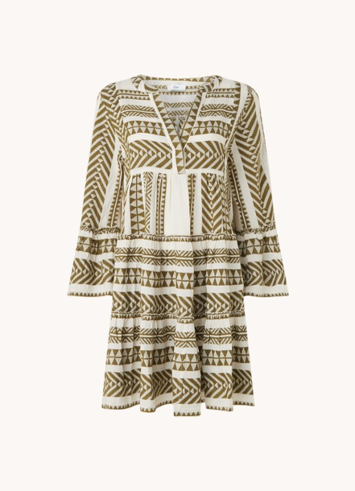 Devotion Ella mini tuniekjurk met print - voorkant khaki