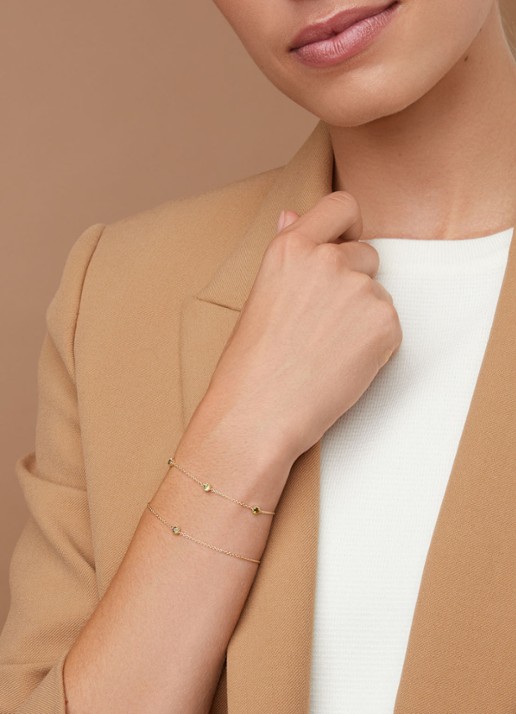 Diamond Point Geelgouden armband, 0.12 ct groene tourmalijn, Joy - voorkant 2 geelgoud