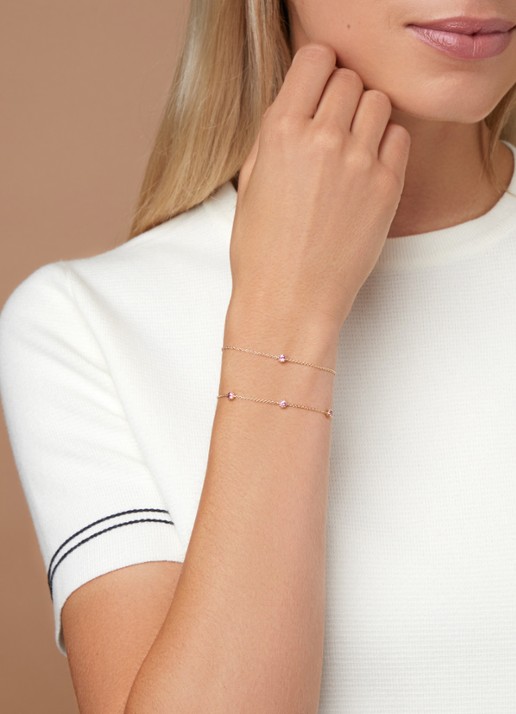 Diamond Point Geelgouden armband, 0.36 ct roze toermalijn, Joy - voorkant 2 geelgoud