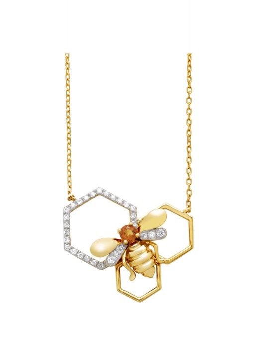 Diamond Point Geelgouden collier, 0.05 ct citrien, Queen Bee