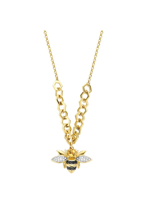 Diamond Point Geelgouden collier 0.18 ct citrien Queen Bee