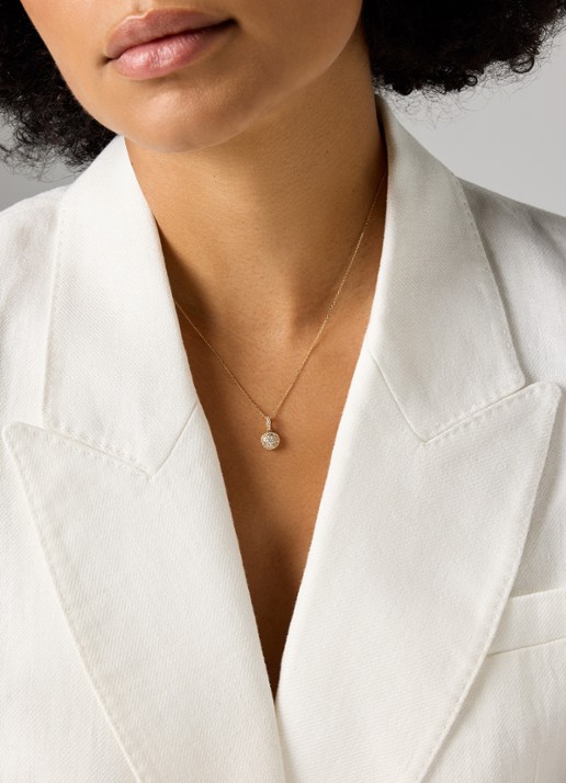 Diamond Point Geelgouden collier, 0.19 ct diamant, Petite Romance - voorkant 3 geelgoud