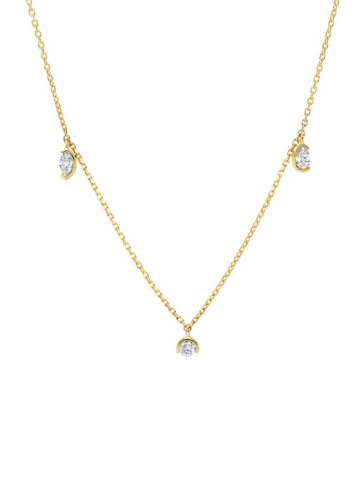 Diamond Point Geelgouden collier, 0.25 ct diamant, Starlight