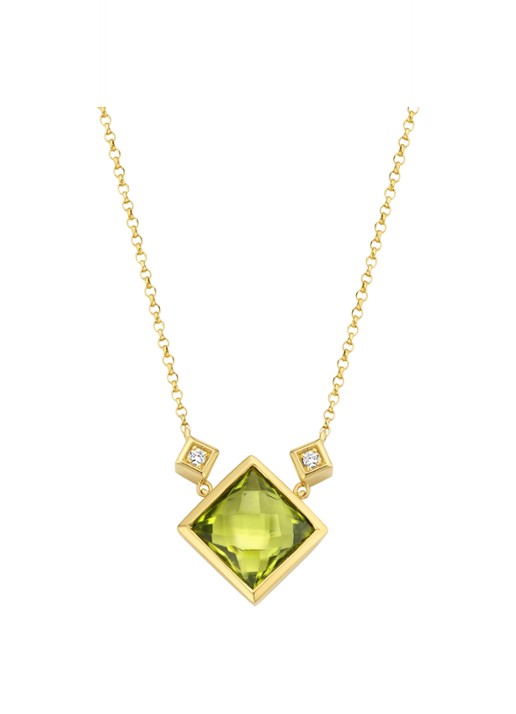Diamond Point Geelgouden collier 2.10 ct peridoot Philosophy