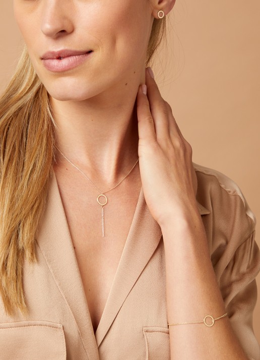 Diamond Point Geelgouden collier Marigold - voorkant 2 geelgoud