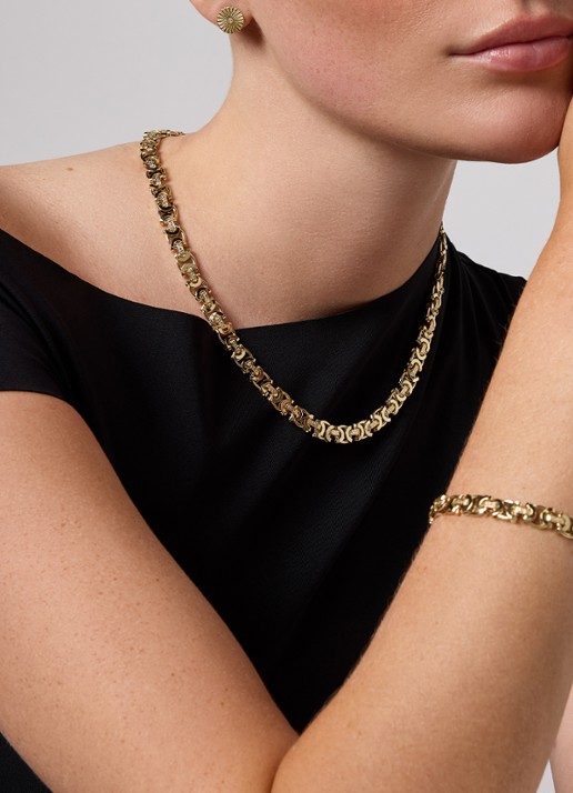 Diamond Point Geelgouden collier Timeless Treasures 45 cm - voorkant 2 geelgoud