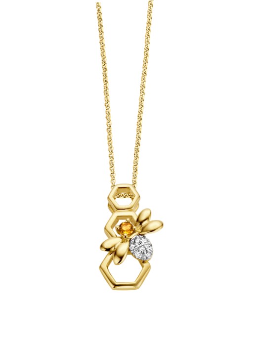 Diamond Point Geelgouden hanger 0.03 ct citrien Queen Bee