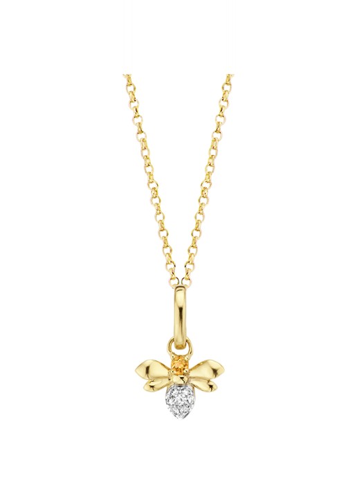 Diamond Point Geelgouden hanger 0.03 ct citrien Queen Bee
