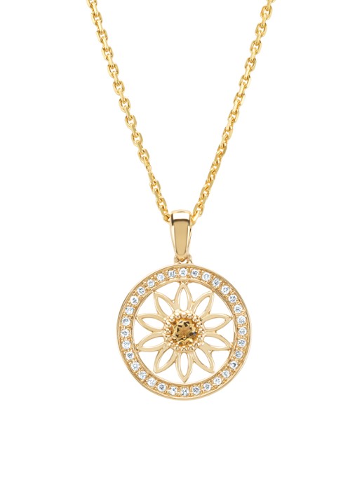 Diamond Point Geelgouden hanger, 0.09 ct citrien, Birthstones