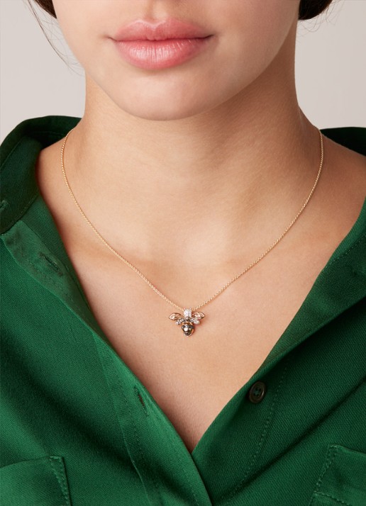 Diamond Point Geelgouden hanger 0.09 ct diamant Queen Bee - voorkant 3 goud