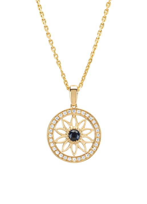Diamond Point Geelgouden hanger, 0.15 ct saffier, Birthstones