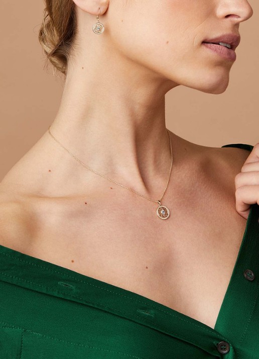 Diamond Point Geelgouden hanger, 0.17 ct topaas, Birthstones - voorkant 2 geelgoud