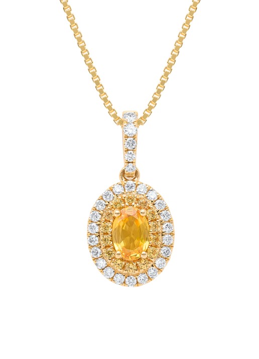 Diamond Point Geelgouden hanger, 0.73 ct gele saffier, Eden