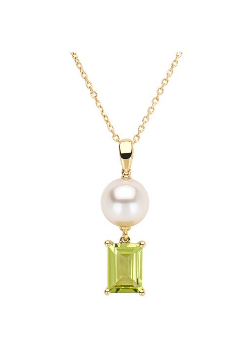 Diamond Point Geelgouden hanger, 0.90 ct peridoot, Rivièra