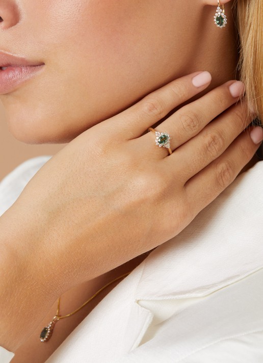 Diamond Point Geelgouden hanger, 1.00 ct groene saffier, Eden - detail 3 geelgoud