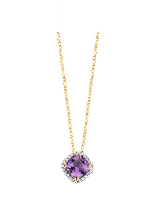 Diamond Point Geelgouden hanger 1.54 ct amethist Fiësta