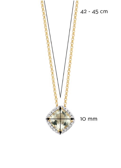 Diamond Point Geelgouden hanger 1.61 ct groene amethist Fiësta - detail 2 geelgoud