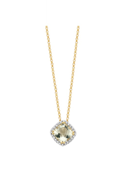 Diamond Point Geelgouden hanger 1.61 ct groene amethist Fiësta