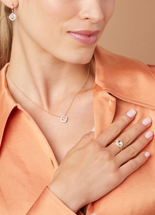 Diamond Point Geelgouden hanger, 1.92 ct witte topaas, Fiësta - voorkant 2 geelgoud