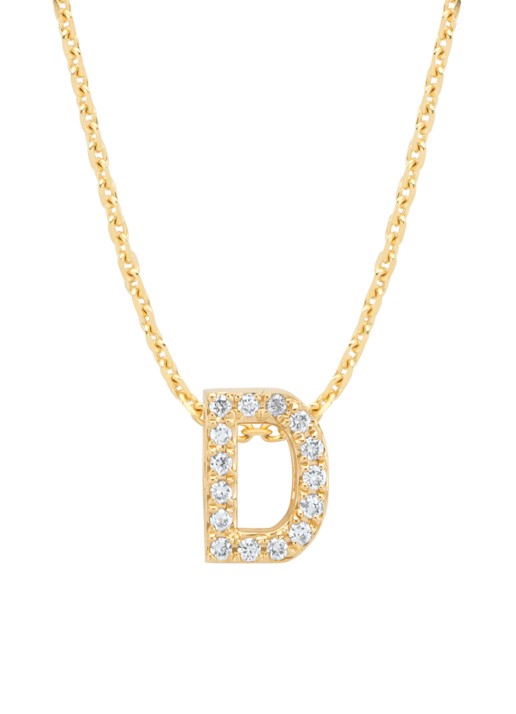 Diamond Point Geelgouden hanger D, 0.05 ct diamant, Alphabet