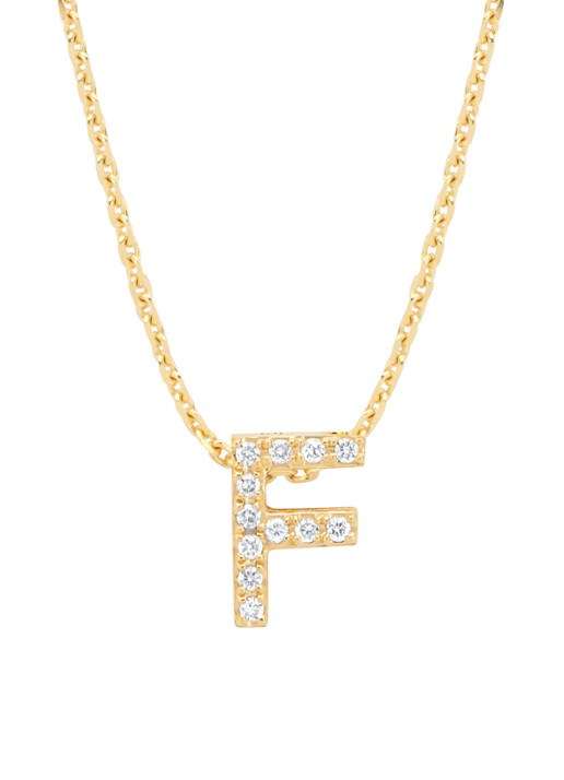 Diamond Point Geelgouden hanger F, 0.04 ct diamant, Alphabet