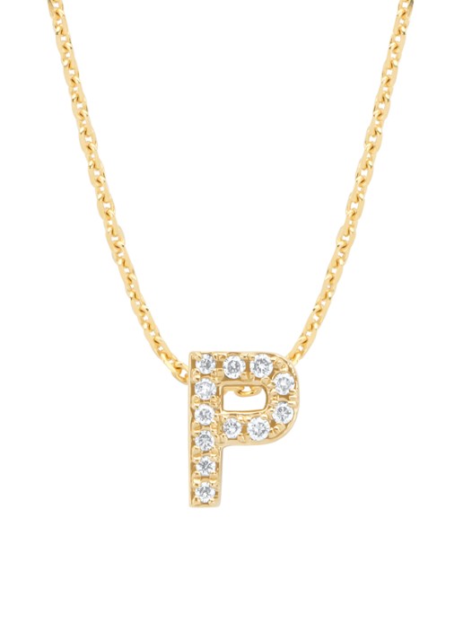 Diamond Point Geelgouden hanger P, 0.05 ct diamant, Alphabet