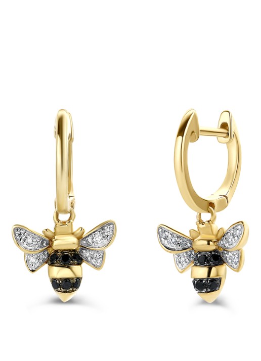 Diamond Point Geelgouden oorsieraden 0.07 ct diamant Queen Bee