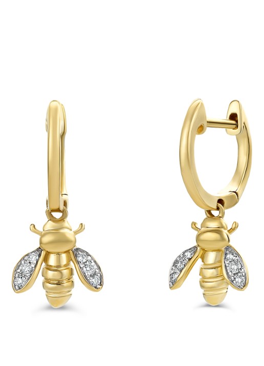Diamond Point Geelgouden oorsieraden 0.08 ct diamant Queen Bee