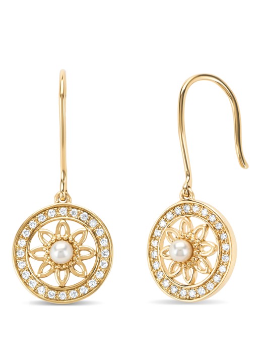 Diamond Point Geelgouden oorsieraden, 0.14 ct diamant, Birthstones