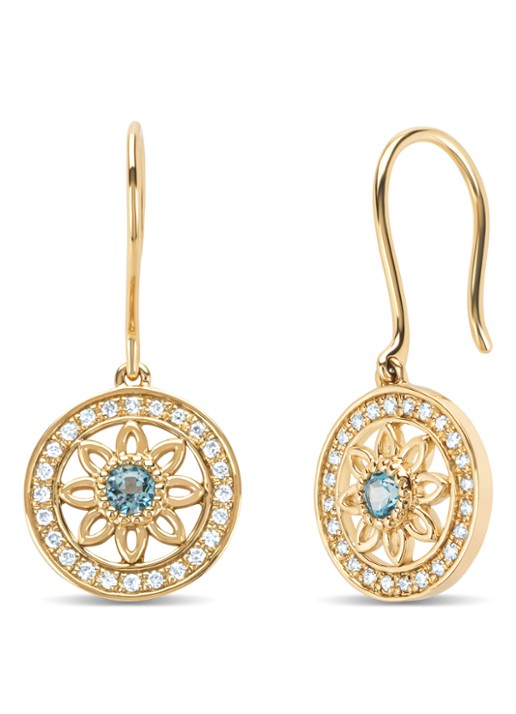 Diamond Point Geelgouden oorsieraden, 0.16 ct topaas, Birthstones