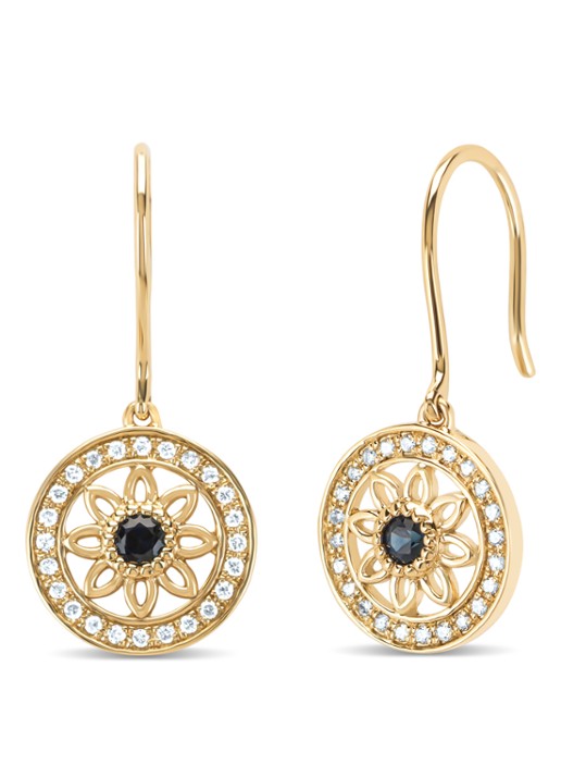 Diamond Point Geelgouden oorsieraden, 0.17 ct saffier, Birthstones