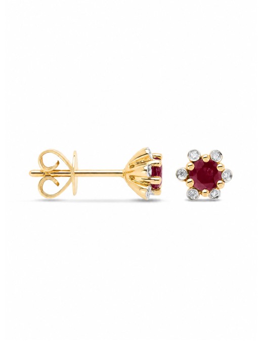 Diamond Point Geelgouden oorsieraden, 0.53 ct robijn, Empress