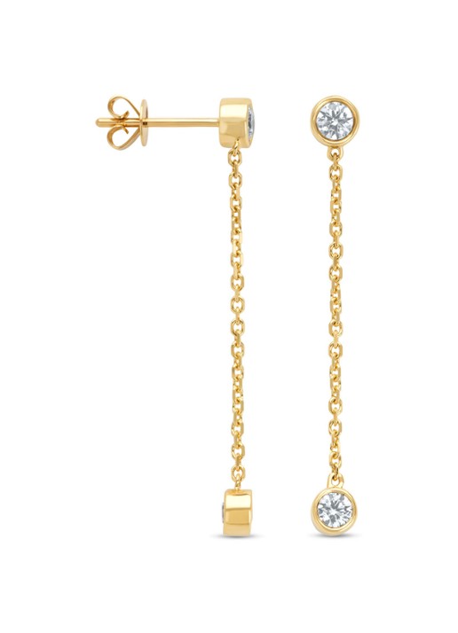 Diamond Point Geelgouden oorsieraden, 0.70 ct diamant, Hearts & Arrows