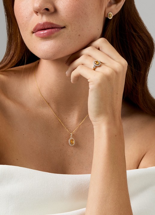 Diamond Point Geelgouden oorsieraden, 0.73 ct gele saffier, Eden - detail geelgoud